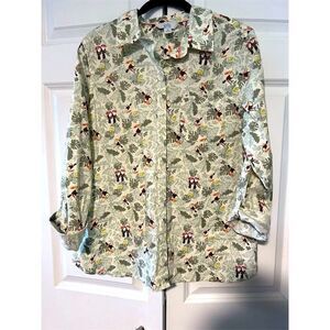 Croft & Barrow Women's M Toucan Print Button Front Blouse Multicolor